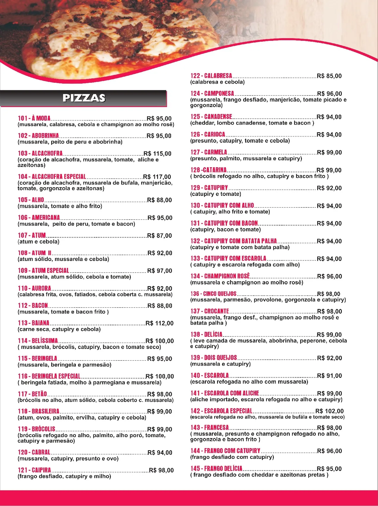 Cardápio da Pizzaria Primeira Estação – página 1