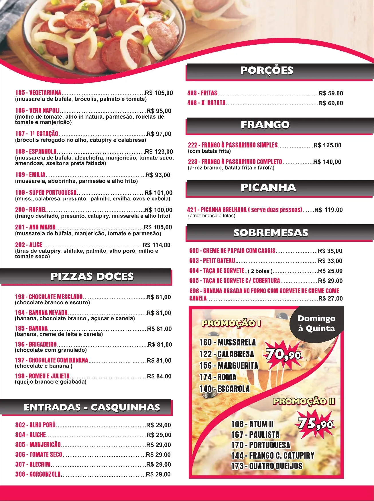 Cardápio da Pizzaria Primeira Estação – página 3
